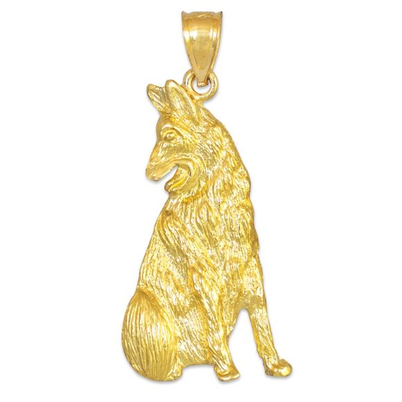 10K Solid Gold German Shepherd Dog Pendant - Yellow, Rose, or white